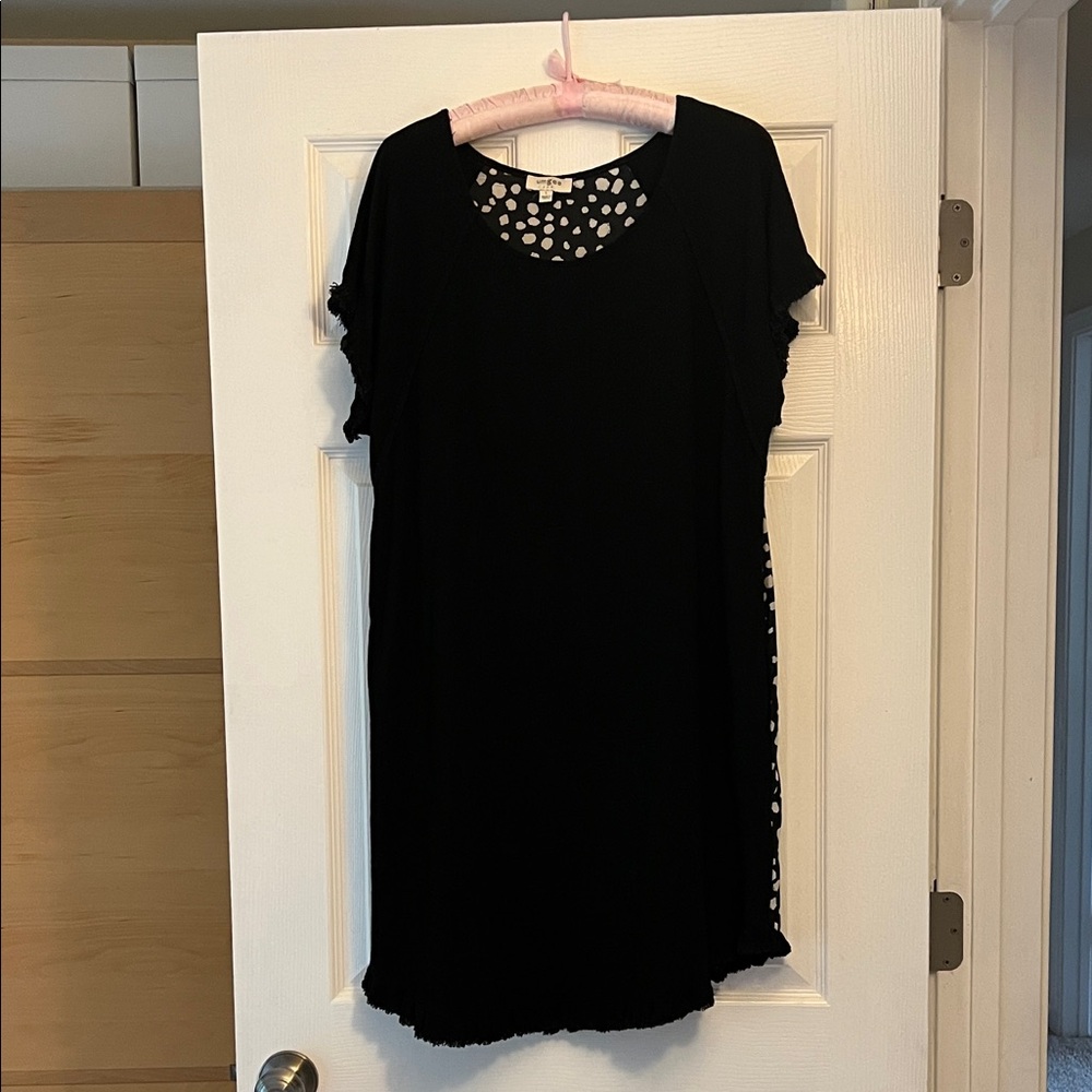 Umgee Black Dress with White Polka Dots